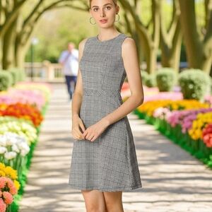 Allegra K Gray Plaid Mini Dress